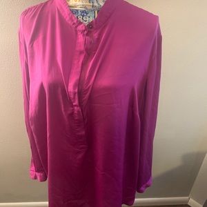 lauren ralph lauren fuchsia zip up long sleeve top